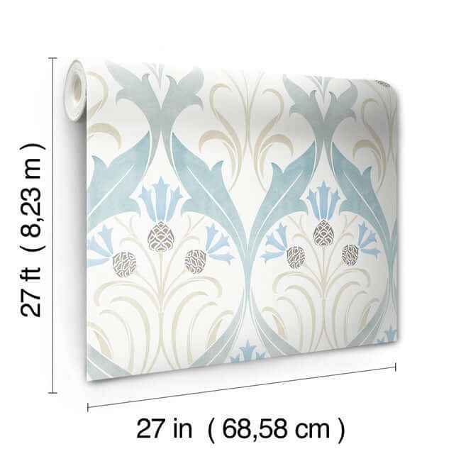 Pine Cone Ribbon Teal Wallpaper - York Wallcoverings - AC9171 - York Wallcoverings Wallpaper