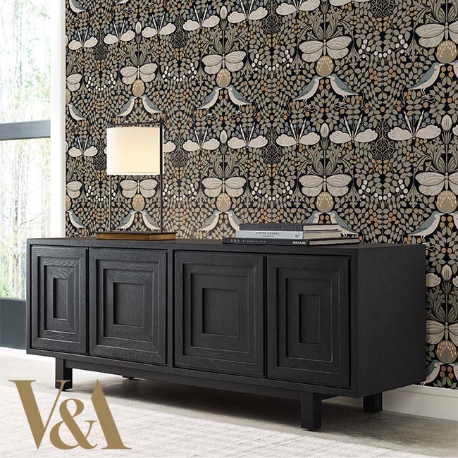 butterfly-garden-black-metallic-wallpaper-york-wallcoverings-ac9162 - York Wallcoverings Wallpaper