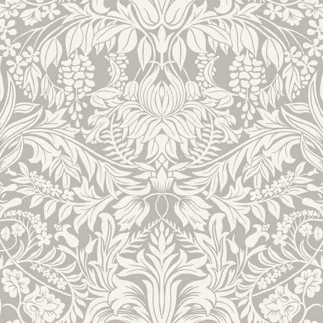 Lockwood Damask Grey Wallpaper - York Wallcoverings - AC9195