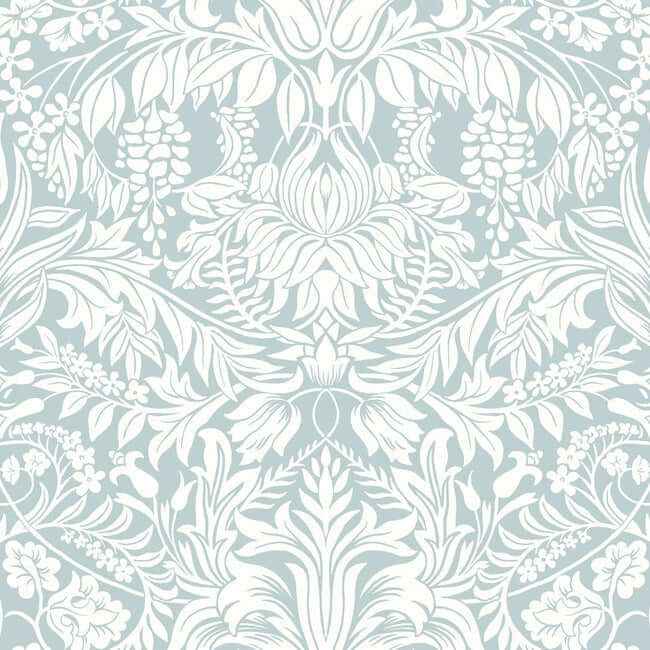 Lockwood Damask Light Blue Wallpaper - York Wallcoverings - AC9192