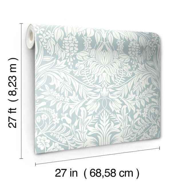 Lockwood Damask Light Blue Wallpaper - York Wallcoverings - AC9192 - York Wallcoverings Wallpaper