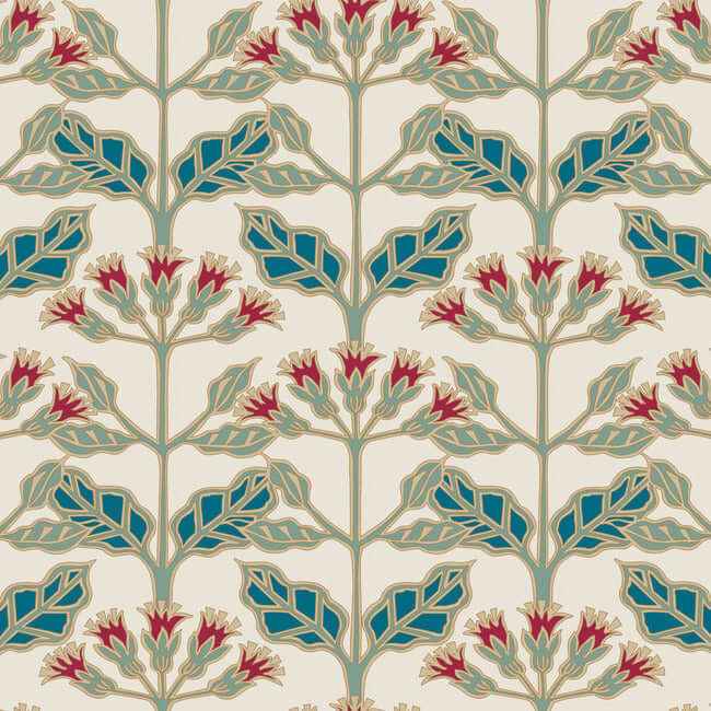 Tracery Blooms Cream Metallic Wallpaper - York Wallcoverings - AC9111 - York Wallcoverings Wallpaper