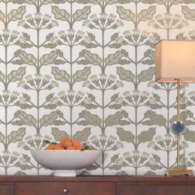 Tracery Blooms White Wallpaper - York Wallcoverings - AC9114 - York Wallcoverings Wallpaper