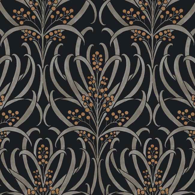 Calluna Black & Gold Metallic Wallpaper - York Wallcoverings - AC9145 - York Wallcoverings Wallpaper