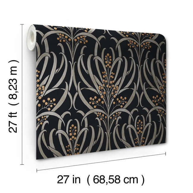 calluna-black-gold-metallic-wallpaper-york-wallcoverings-ac9145 - York Wallcoverings Wallpaper