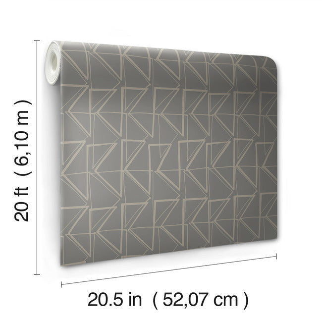 love-triangles-premium-peel-stick-wallpaper-charcoal-glint-metallic-york-wallcoverings-psw1254rl