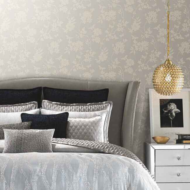 Flutter Vine White Wallpaper - York Wallcoverings - DT5024 - York Wallcoverings Wallpaper