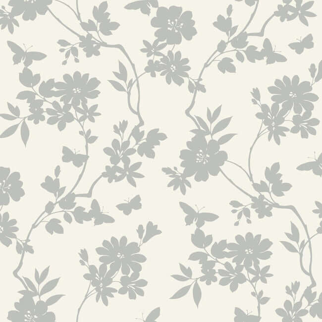 flutter-vine-white-silver-wallpaper-york-wallcoverings-dt5023 - York Wallcoverings Wallpaper