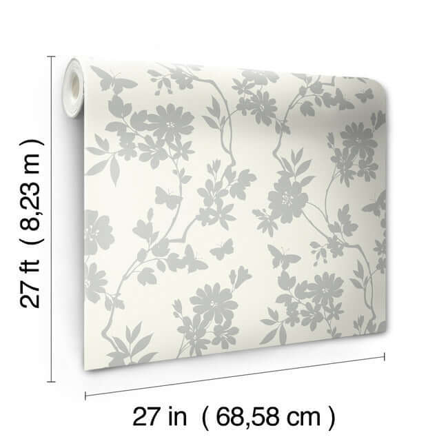 flutter-vine-white-silver-wallpaper-york-wallcoverings-dt5023 - York Wallcoverings Wallpaper