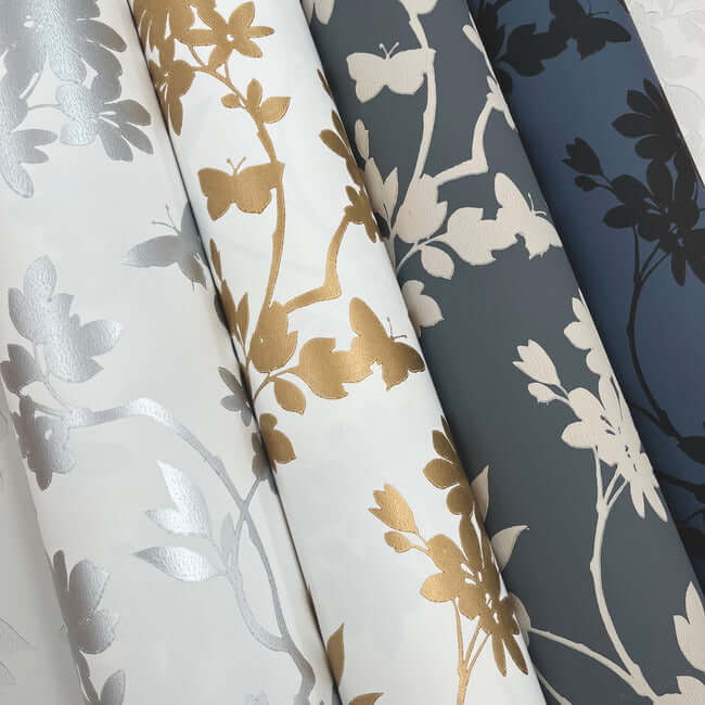 flutter-vine-white-silver-wallpaper-york-wallcoverings-dt5023 - York Wallcoverings Wallpaper