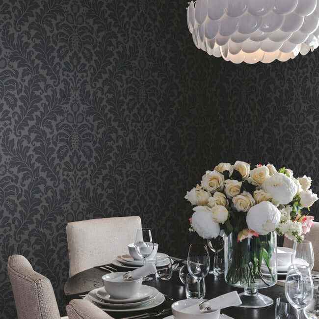 Modern Romance Black Wallpaper - York Wallcoverings - DT5044 - York Wallcoverings Wallpaper