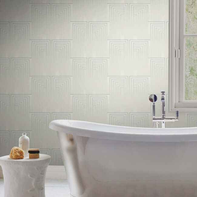 Vanishing Dusty Blue & Silver Wallpaper - York Wallcoverings - DT5074