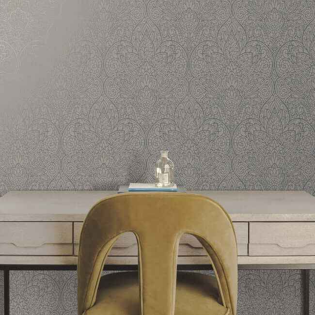 Paradise Dark Taupe & Silver Wallpaper - York Wallcoverings - DT5012 - York Wallcoverings Wallpaper