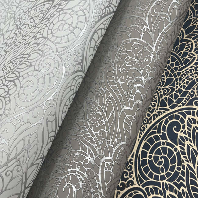 paradise-dark-taupe-silver-wallpaper-york-wallcoverings-dt5012 - York Wallcoverings Wallpaper