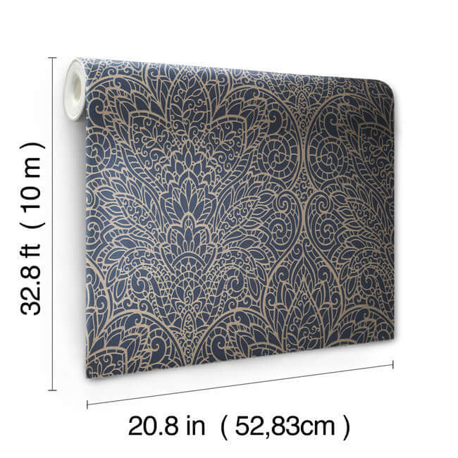 paradise-navy-gold-wallpaper-york-wallcoverings-dt5013 - York Wallcoverings Wallpaper