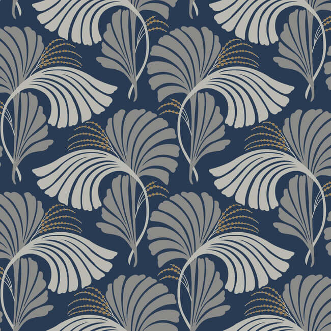 dancing-leaves-navy-wallpaper-york-wallcoverings-dt5133 - York Wallcoverings Wallpaper