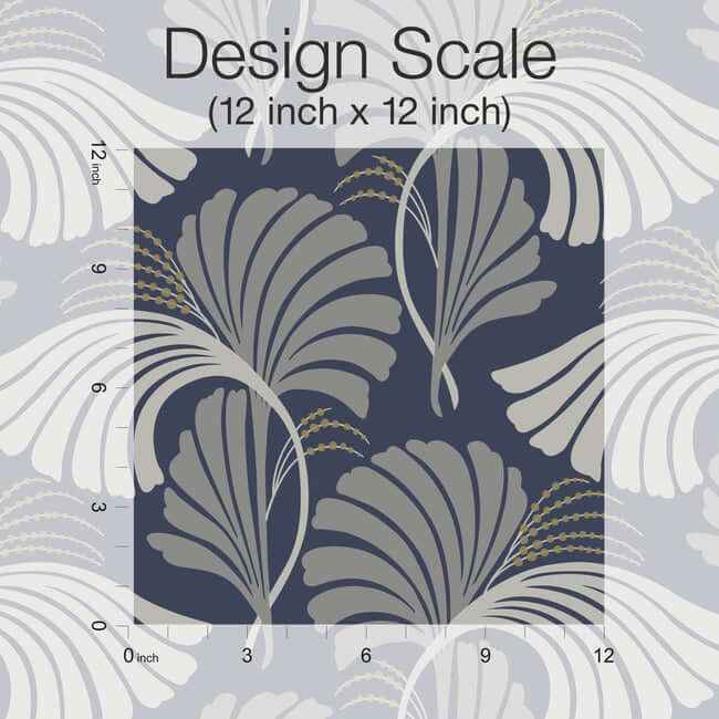 Dancing Leaves Navy Wallpaper - York Wallcoverings - DT5133 - York Wallcoverings Wallpaper
