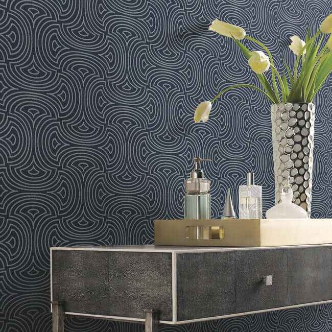 Hourglass Navy Wallpaper - York Wallcoverings - DT5143 - York Wallcoverings Wallpaper