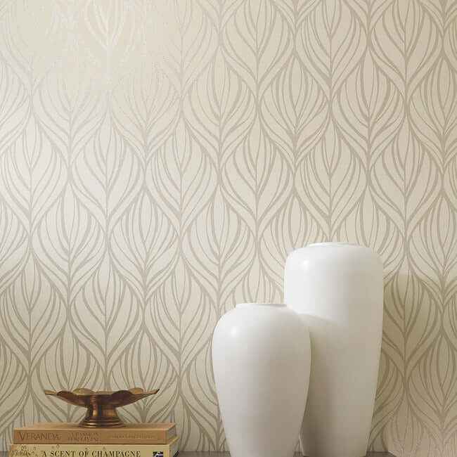 Palma Taupe & Silver Wallpaper - York Wallcoverings - DT5082 - York Wallcoverings Wallpaper