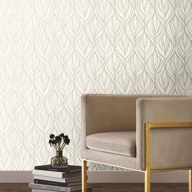 Palma White & Gold Wallpaper - York Wallcoverings - DT5081