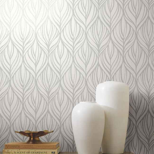 Palma White & Silver Wallpaper - York Wallcoverings - DT5084 - York Wallcoverings Wallpaper