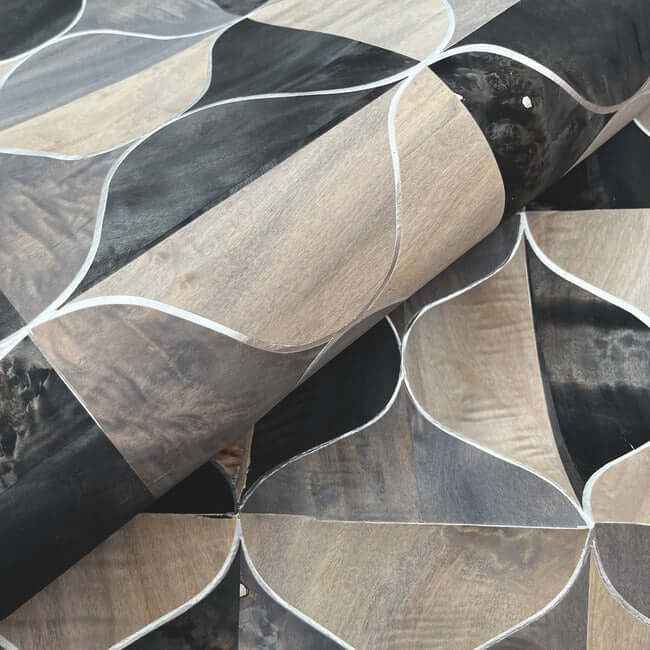 Burlwood Ogee Black & Taupe Wallpaper - York Wallcoverings - DT5001 - York Wallcoverings Wallpaper