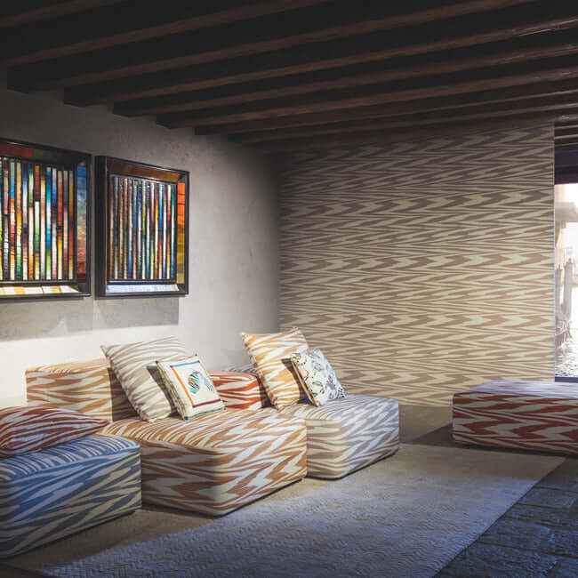 Flamed Zigzag Brown & Cream Wallpaper - York Wallcoverings - MI10342 - York Wallcoverings Wallpaper