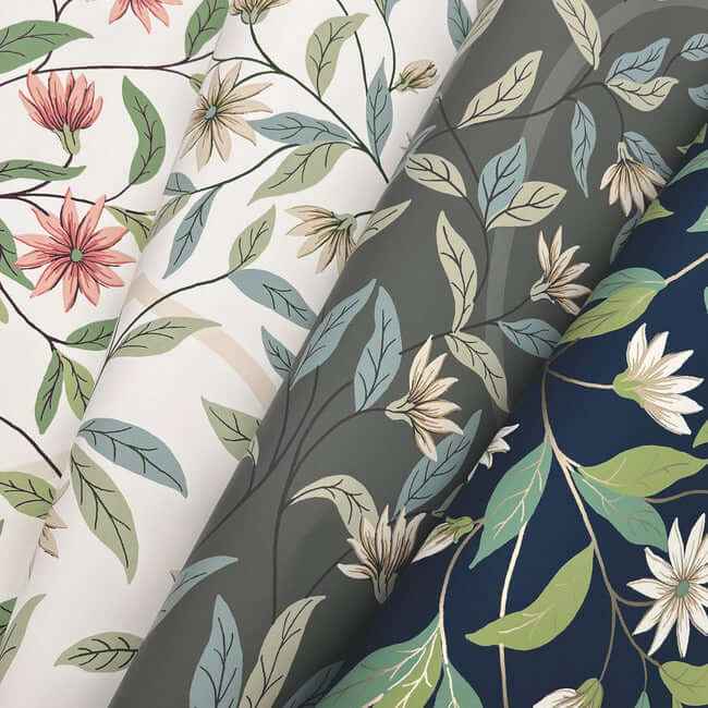 Jasmine Blue Metallic Wallpaper - York Wallcoverings - GO8251 - York Wallcoverings Wallpaper