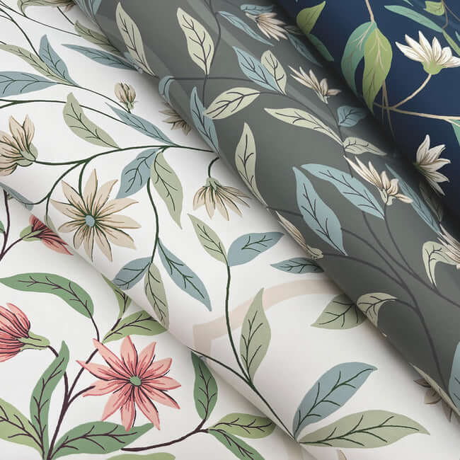 jasmine-blue-metallic-wallpaper-york-wallcoverings-go8251 - York Wallcoverings Wallpaper