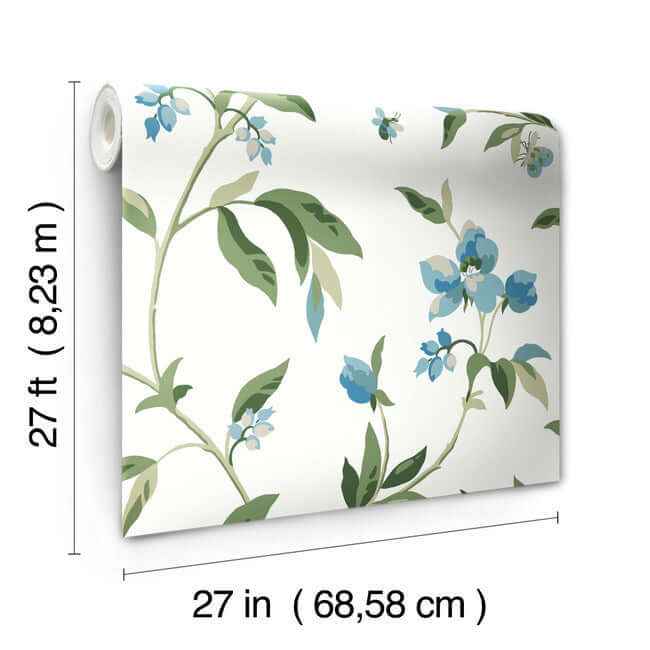 Springtime Blue & Green Wallpaper - York Wallcoverings - GO8283 - York Wallcoverings Wallpaper