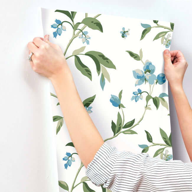 springtime-blue-green-wallpaper-york-wallcoverings-go8283 - York Wallcoverings Wallpaper