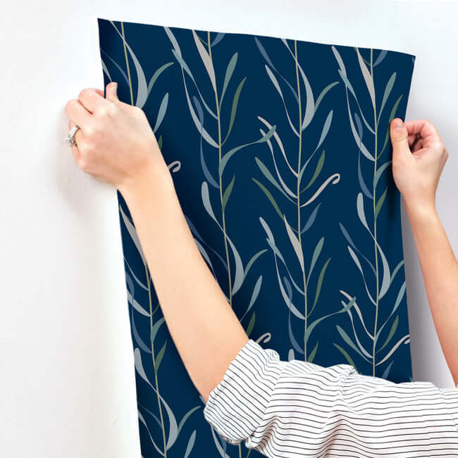 chloe-vine-indigo-wallpaper-york-wallcoverings-go8324 - York Wallcoverings Wallpaper