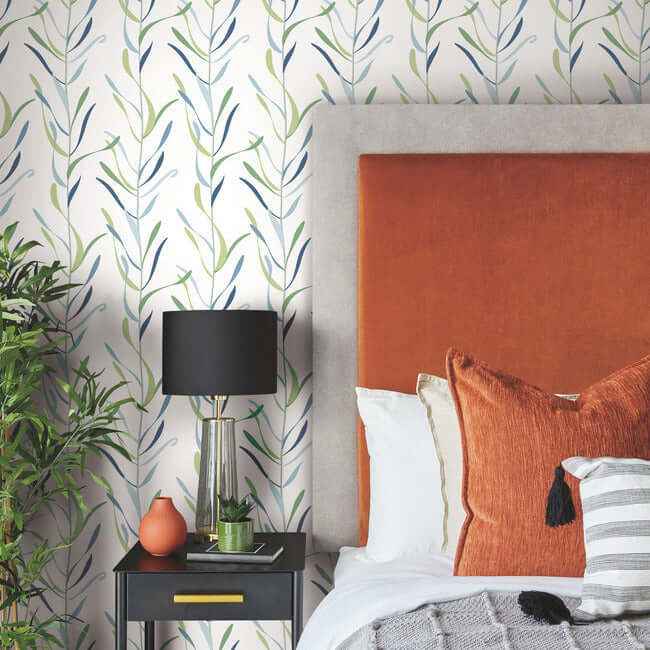 Chloe Vine Peacock Wallpaper - York Wallcoverings - GO8323 - York Wallcoverings Wallpaper