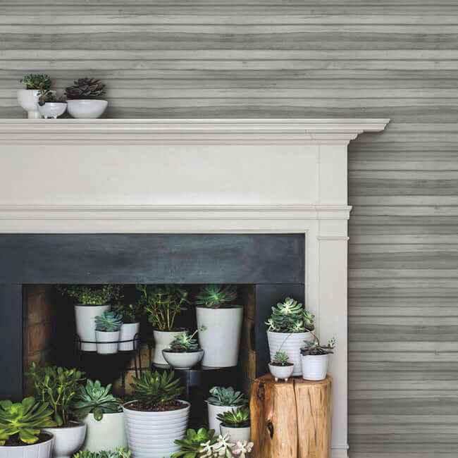 Pandora Leaf Grey Wallpaper - York Wallcoverings - GO8264 - York Wallcoverings Wallpaper