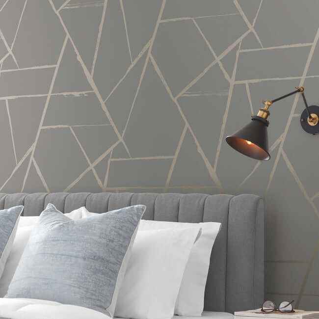 Intersect Grey Metallic Wallpaper - York Wallcoverings - CC1292 - York Wallcoverings Wallpaper