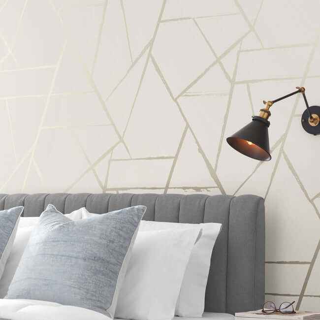 Intersect Beige Metallic Wallpaper - York Wallcoverings - CC1293 - York Wallcoverings Wallpaper