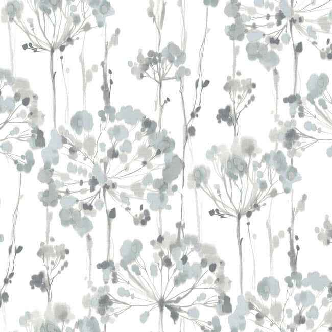 Flourish Sheer Blue & Grey Peel & Stick Wallpaper - York Wallcoverings - PSW1428RL