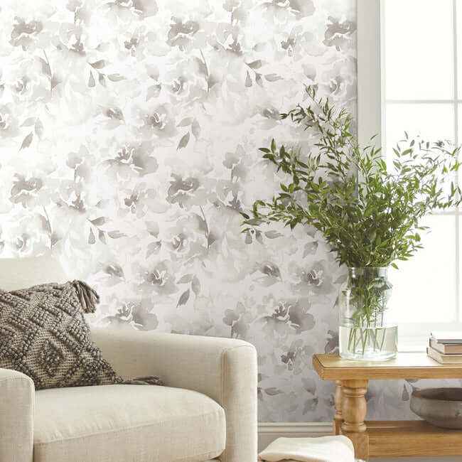Renewed Floral Neutral Wallpaper - York Wallcoverings - PSW1495RL