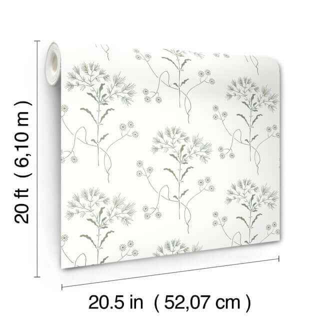 Wildflower Green Wallpaper - York Wallcoverings - PSW1503RL - York Wallcoverings Wallpaper