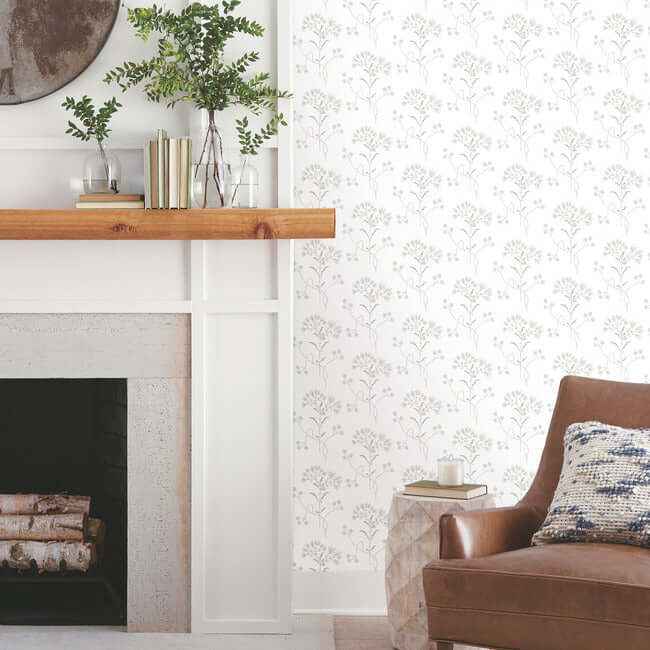Wildflower Grey Wallpaper - York Wallcoverings - PSW1502RL - York Wallcoverings Wallpaper