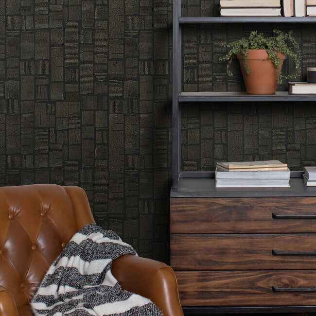 Crafted Editorial Black & Gold Metallic Wallpaper - York Wallcoverings - PSW1496RL - York Wallcoverings Wallpaper