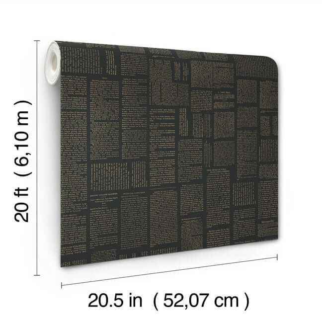 Crafted Editorial Black & Gold Metallic Wallpaper - York Wallcoverings - PSW1496RL - York Wallcoverings Wallpaper