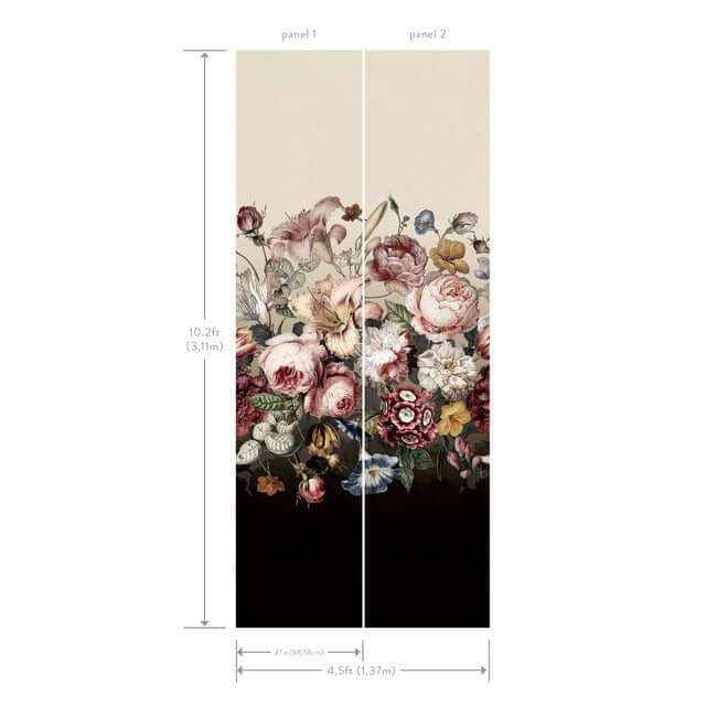 Rachel Rose Taupe Wall Mural - York Wallcoverings - BL1821M - York Wallcoverings Wallpaper