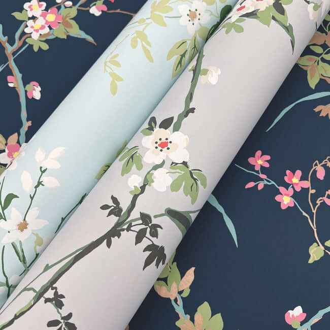 Blossom Branches Navy Wallpaper - York Wallcoverings - BL1745