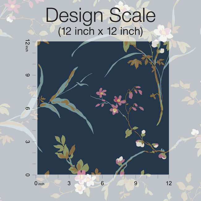 blossom-branches-navy-wallpaper-york-wallcoverings-bl1745 - York Wallcoverings Wallpaper