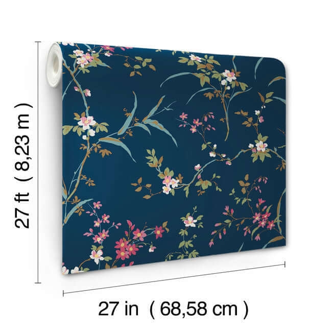 blossom-branches-navy-wallpaper-york-wallcoverings-bl1745 - York Wallcoverings Wallpaper