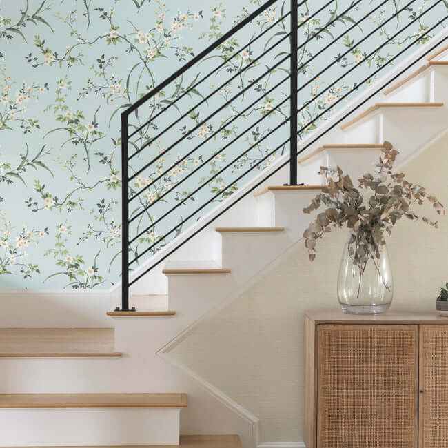 Blossom Branches Spa Blue Wallpaper - York Wallcoverings - BL1742 - York Wallcoverings Wallpaper