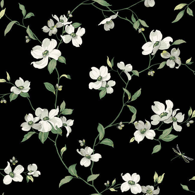dogwood-black-wallpaper-york-wallcoverings-bl1764 - York Wallcoverings Wallpaper