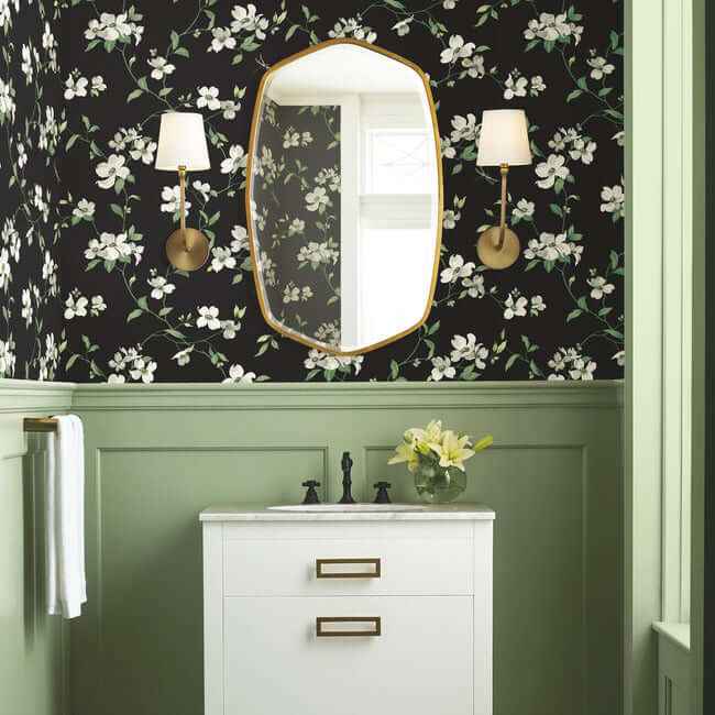 Dogwood Black Wallpaper - York Wallcoverings - BL1764 - York Wallcoverings Wallpaper