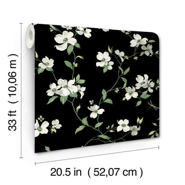 dogwood-black-wallpaper-york-wallcoverings-bl1764 - York Wallcoverings Wallpaper
